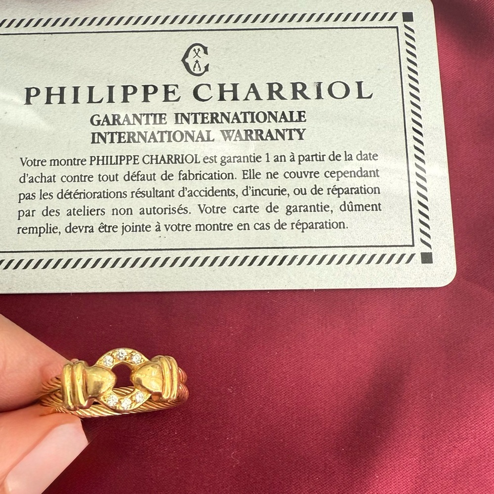 Philippe Charriol Gold Diamond Cable Ring – Authentic w/ Card & Serial # - Picture 3 of 6